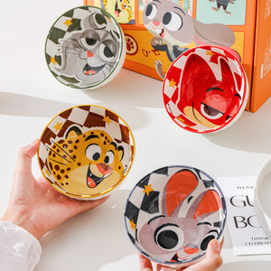 Ensemble <span class=keywords><strong>de</strong></span> 4 bols à riz en céramique Zootopia, cadeau, dessin animé Judy Nick, bols en <span class=keywords><strong>porcelaine</strong></span> sous glaçure, vaisselle pour enfants, boîte cadeau - Product Image 4