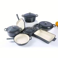 Fourniture d'usine : Ensemble de 11 pièces en fonte émaillée pour poisson, style chinois, avec couvercle en fonte pour cuisinière polyvalente, pour hôtels, vente en gros