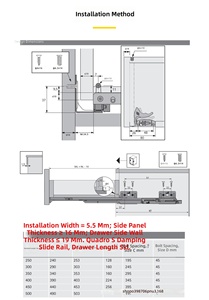 Hettich Quadro S Modern Concealed Soft-Close Drawer Slide Full-Extension <b>Runner</b> for 18mm Board Galvanized Steel Kitchen - Product Image 2