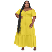 Nouvelle Robe Décontractée Ample Grande Taille Été 2026 pour Femme, Couleur Unie, Col U, Manches Courtes, Coupe Trapèze, Respirante et de Haute Qualité