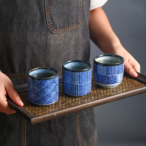 Tasse à thé en céramique de style japonais, design ondulé, rétro, en pierre, durable, tasse à thé vert en céramique, tasse à café en céramique - Product Image 5