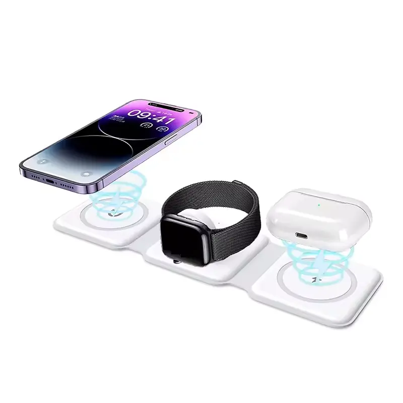 3 faltbare 15w Magnetic Wireless Qi Ladegerät 3 in 1 Ein-Magnet-Ladestation Für iPhone 15 14 13 Pro Max für iwatch für Airpod