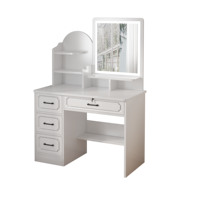 Table de maquillage moderne en bois avec miroir, bureau de coiffure spacieux à plusieurs tiroirs pour chambre à coucher