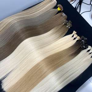 Matière première Remy vierge du Vietnam de qualité d'extensions de cheveux humains colorés à la kératine à pointe plate de couleur naturelle - Product Image 2