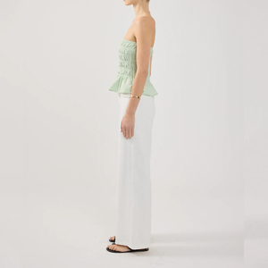 Fábrica de Ropa Personalizada para Mujer, <span class=keywords><strong>Top</strong></span> <span class=keywords><strong>Fruncido</strong></span> sin Tirantes, Color Menta, Camisas, Blusas y Tops al por Mayor - Product Image 4