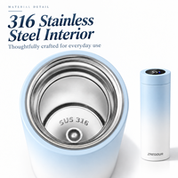 Botol Air Stainless Steel 480ml, Botol Termos Vakum Isolasi, Flask dengan Layar LED Penunjuk Suhu, Logo Custom