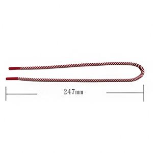Red White Round Polyester High Tenacity Draw Cords for Garment Pants Hoodies Bags Shoes with Plastic Tips - Product Image 2