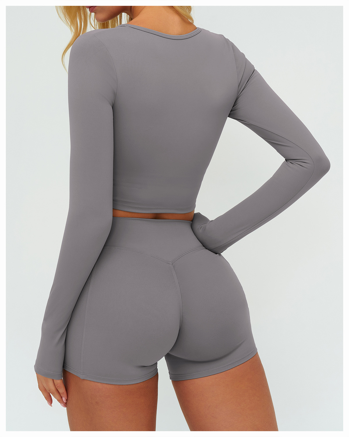 Women's Breathable Spandex/Nylon V-neck Long-Sleeved Yoga Top Solid Sports Leisure Outdoor Jacket for Autumn Winter Fitness