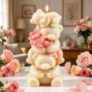 Creative Bear Family Scented <b>Candle</b> <b>Mold</b> DIY Cartoon Hatted Rabbit Plaster Doll <b>Mold</b> Valentine'S Day Gift - Product Image 1