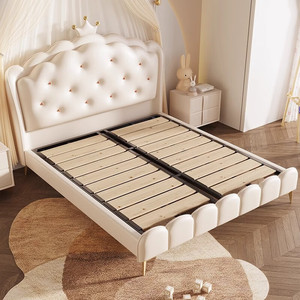 Letto Principessa in Pelle NAPPA di Alta Qualità, Design Moderno, Letto di Lusso per Bambini con Struttura in Legno Massello - Product Image 4