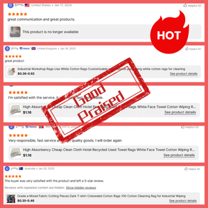 Muestras gratis Camiseta de algodón blanco industrial Trapos 100% algodón Absorción de aceite de alto grado 35-65cm - Product Image 6