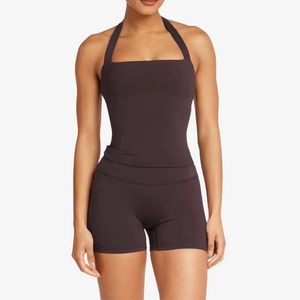 ชุดโยคะไร้รอยต่อสำหรับผู้หญิง เสื้อครอปแบบผูกคอ แห้งเร็ว เซ็กซี่ เหมาะสำหรับออกกำลังกาย ฟิตเนส ยิม กีฬา ไซส์ XL พร้อมโลโก้สั่งทำพิเศษ ให้ความรู้สึกเหมือนไม่ได้ใส่ - Product Image 6