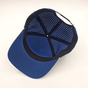 Gorra de golf deportiva de poliéster impermeable de 5 paneles, transpirable, con malla de frutas Dobby personalizada, perforada con corte láser, ajustable con cuerda. - Product Image 6