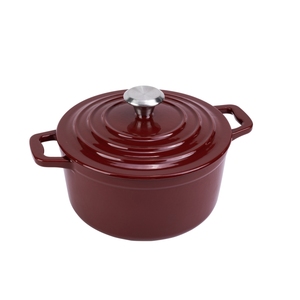 <span class=keywords><strong>Cocotte</strong></span> <span class=keywords><strong>en</strong></span> <span class=keywords><strong>fonte</strong></span> émaillée rouge bordeaux avec couvercle auto-irrigant, pot à ragoût rond - Product Image 3