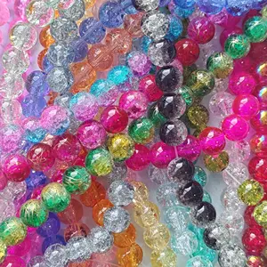 Stock販売のための10ミリメートルColorful Glass Crystal DIY Crackleビーズガラスルースビーズ卸売ジュエリー素質