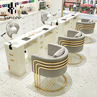 Ensemble table et chaise de manucure moderne en bois blanc et métal, table de salon de beauté de luxe pour une seule personne, durable et écologique