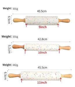 Rodillo de Masa con Diseño de Granos de Colores Pastel, Mango de Madera, Rodillo de Silicona con Puntos, Herramienta para Hornear y Repostería, Apto para Horno - Product Image 2