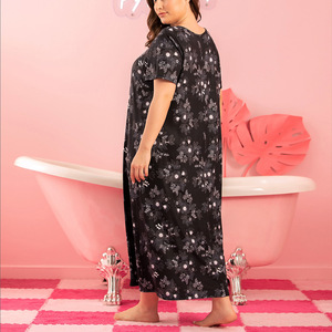 Pijamas de Primavera y Verano para Mujer, Talla Grande, Ropa de Dormir, Vestido de Manga Corta con Cuello en V y Encaje, Camisón para Mujer - Product Image 3
