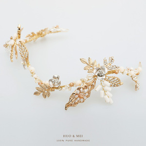 En gros <span class=keywords><strong>Fantaisie</strong></span> À La Main Feuille D'or Bandeau Bijoux De Mariage Mariée Diadème Couronne - Product Image 6