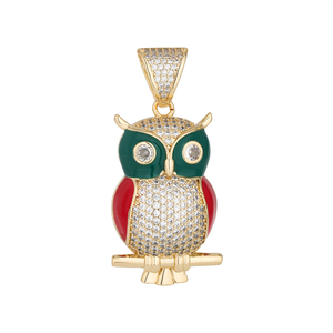 Colgante de Búho Chapado en Oro con Zirconia, Joyería de Latón con Diseño de Animal para Regalo Unisex en Fiestas FLY - Product Image 1