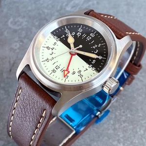 39mm pilota 24 ore bianco e nero quadrante luminoso GMT più fuso orario orologio NH34 meccanico Vintage orologio uomo OEM - Product Image 5