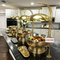 Ensemble de chauffe-plats de buffet royal pour hôtel, 8L, en acier inoxydable, or, noir, blanc, avec réchauds suspendus pour la restauration