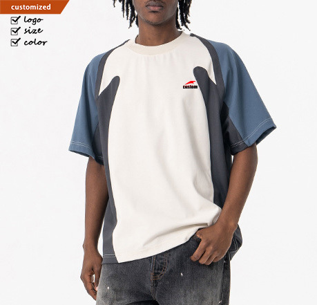 Custom Breathable Cooling Mesh Sports Color Block Short Sleeve T-shirt O-neck Oversized Boxy Men Top T Shirt