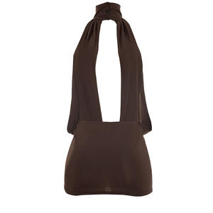 Viviblook C26DS009 Robe d'été pour femmes, nouvelle robe de soirée sexy à dos nu, sans manches, couleur unie, mini robe décontractée - Product Image 5