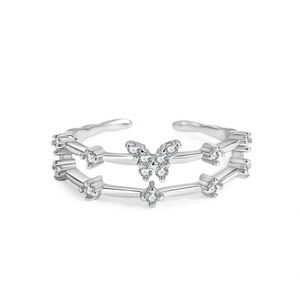 Dylam Sterling Silver Cute Butterfly Open <b>Rings</b> Adjustable CZ <b>Dainty</b> Statement Promise Engagement Wedding <b>Ring</b> Eternity <b>Ring</b> - Product Image 1