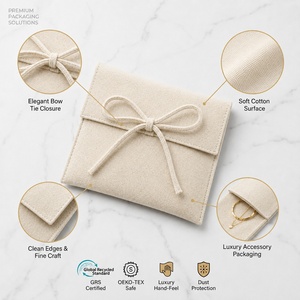 Pochette à bijoux en <span class=keywords><strong>tissu</strong></span> de <span class=keywords><strong>coton</strong></span> de luxe avec rabat imprimé personnalisé, sac cadeau pour cosmétiques - Product Image 1