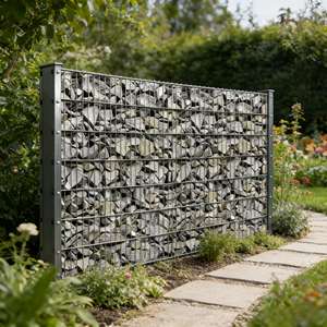 1.5m <span class=keywords><strong>2m</strong></span> <span class=keywords><strong>Hauteur</strong></span> Noir Poudre Enduit Gabion Mur Pierre Cage Clôture Trou Carré Gabion Boîte Soudage Traitement Service pour la Décoration - Product Image 1