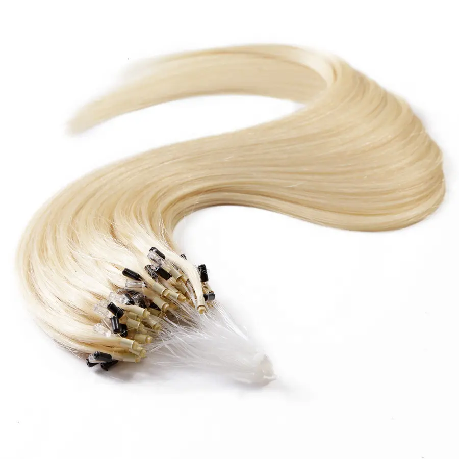 Remy Micro Ring Echthaar verlängerungen Blonde Farbe 613 Micro Bead Haar verlängerungen Echtes Natur haar 100 Stränge 100G