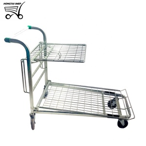 Carro de almacén de empuje manual de plataforma resistente con cuatro ruedas - Product Image 2