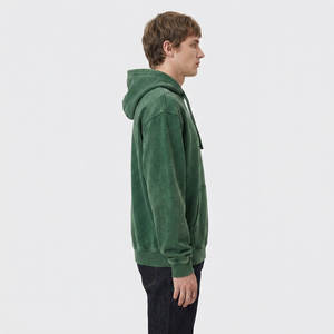 Custom <b>Green</b> Acid Wash Fleece Breathable Windproof Unisex Winter Hoodies Kangaroo Pockets Customized Polyester/Cotton Hoodie - Product Image 5