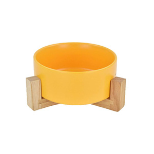 ชามเซรามิกสำหรับสัตว์เลี้ยง ชามอาหารและน้ำสำหรับสุนัขและแมว พร้อมขาตั้งไม้ ชามเซรามิกสำหรับสัตว์เลี้ยง - Product Image 1