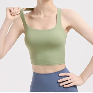 Sujetador Deportivo <span class=keywords><strong>de</strong></span> Moda para Mujer con Tirantes Cruzados en la Espalda y Cuello en U, con Relleno Extraíble, Soporte Medio, para <span class=keywords><strong>Yoga</strong></span> - Product Image 1
