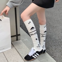 Chaussettes de mollet en coton tricotées, superposées et à motifs de lettres, style sportif, décontractées, pour l'automne, pour femme, style cool et sexy, pour le football