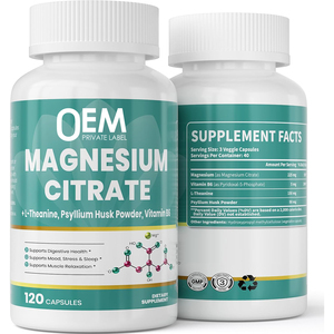 OEM Vegan citrato di magnesio integra capsule di citrato di magnesio con vitamina B6 e L-teanina <span class=keywords><strong>per</strong></span> il supporto costipazione del sonno - Product Image 1