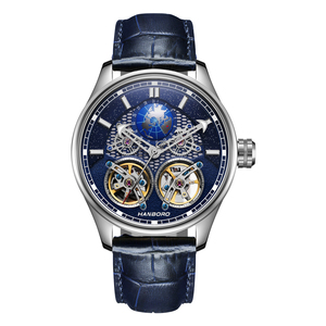 HANBORO Star serie orologio di moda uomo di lusso completamente automatico meccanico vuoto impermeabile notte quadrante 22mm banda di vetro - Product Image 2