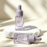 Flacon d'essence en verre YIHUI, emballage cosmétique de luxe pour soins de la peau, personnalisable, vide, plusieurs tailles, carré, plat, transparent, givré, soyeux