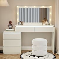 Coiffeuse de luxe pour salon, avec miroir LED et tiroirs, idéale pour la coiffure et le maquillage