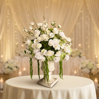 Décoration florale artificielle de style jardin en soie de haute qualité, design luxueux, durable, pour événements, centre de table de mariage, blanc