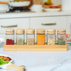 Thủy Tinh Gia Vị Chai Tre Nắp Bằng Gỗ Gia Vị Organizer Gia Vị Giá Với Lọ Chai Cho Gia Vị Bột - Product Image 5