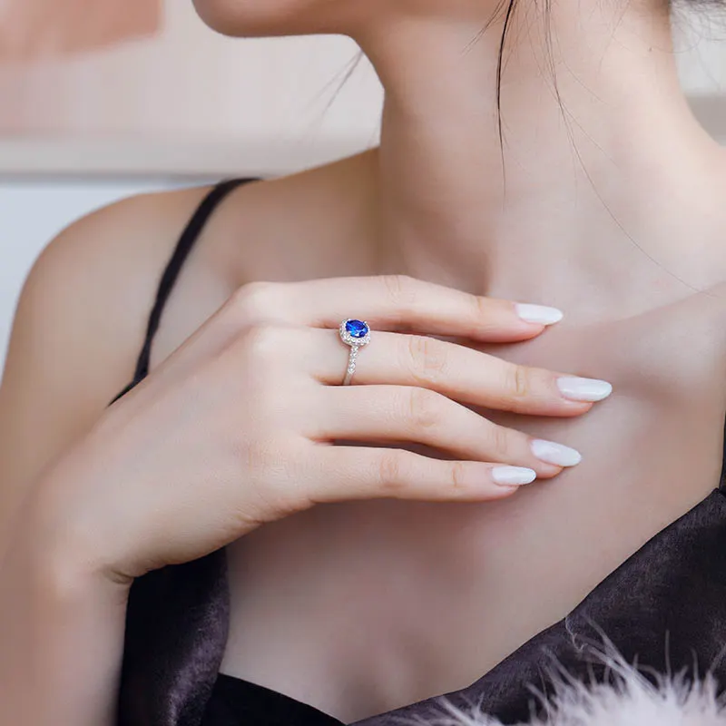 Dylam Lovely Semi Mount Ring Diamond 925 Macaron Colourful Custom Ring Box Engagement Rings Jewelry Women Zircon Pink Diamond Ri
