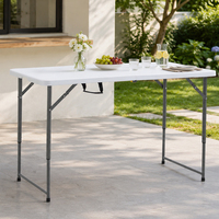 Table pliante d'extérieur HOMFUL en plastique, 120 cm, hauteur réglable, HDPE, blanche, portable, vente en gros pour banquets, fêtes, pique-niques, événements