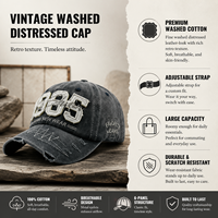 Casquette de baseball vintage formelle délavée et vieillie, broderie 3D en relief, coton doux, respirante, imperméable, visière incurvée, unisexe, style urbain