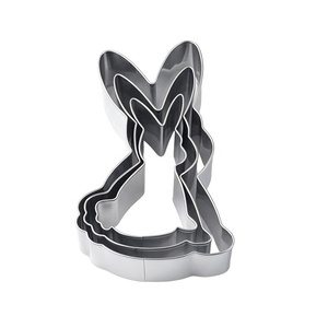 Lot de 3 emporte-pièces géants en acier inoxydable, écologiques et compatibles lave-vaisselle, en forme d'animaux de Pâques (lapin, poussin, pomme) - Product Image 1