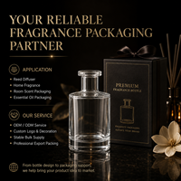 Flacon de parfum vide en verre transparent de 200 ml avec surface givrée, impression sérigraphique, étiquette personnalisable pour l'emballage de désodorisants
