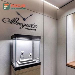 Vitrine à bijoux moderne en bois, comptoir à bijoux avec dessus en verre, éclairage LED, présentoir de luxe, luminaire haut de gamme - Product Image 3