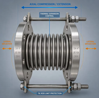 5% de réduction Joint de dilatation métallique à soufflet à bride PN16 pour compensation thermique des systèmes de tuyauterie industriels
